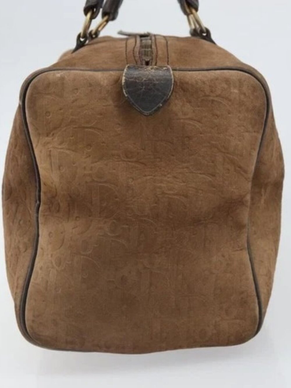Christian Dior Trotter Canvas Hand Bag Suede Gold Brown Auth 171625 - Picture 4 of 16